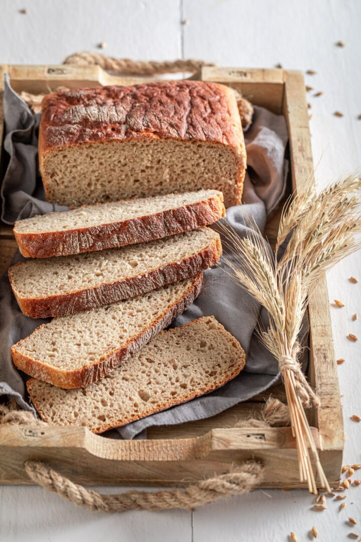 Fresh loaf of breads as source of protein and fibre.